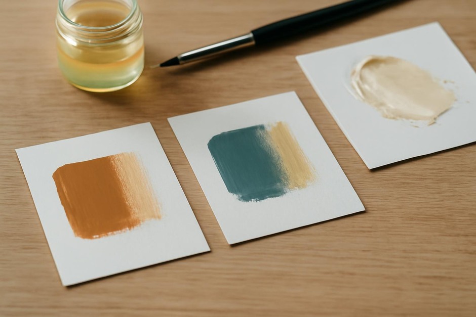 Small swatches of paint showing transparent to opaque transitions