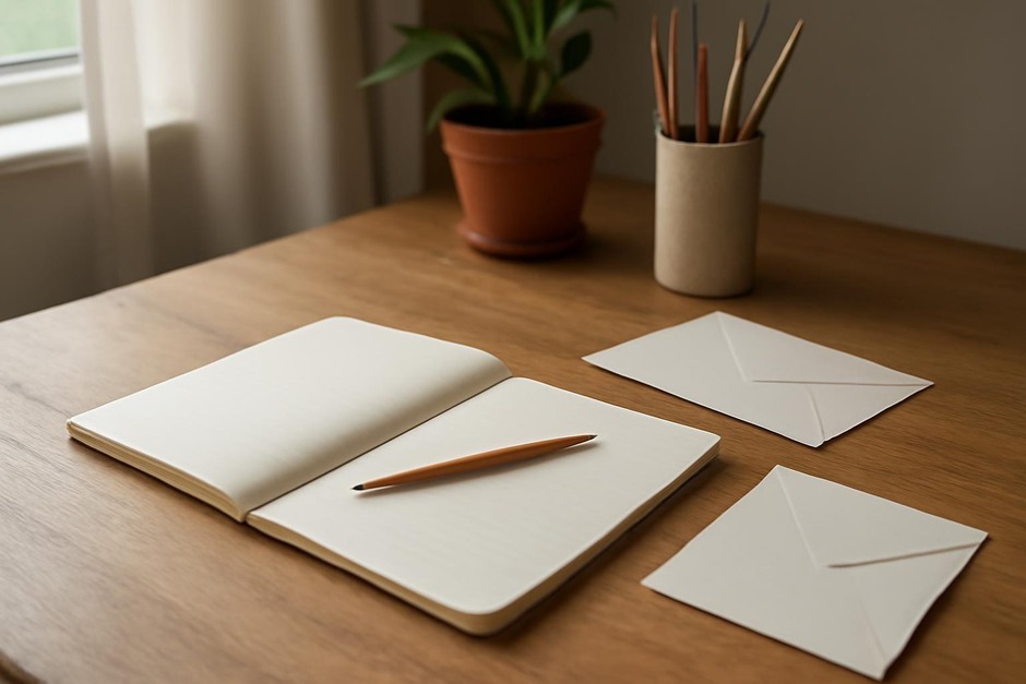 Minimal contact card for an online art studio.